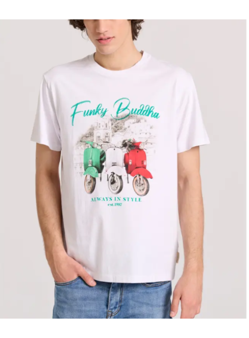 Funky Buddha - T-shirt με Vintage τύπωμα (White)